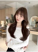 グレージュブルージュ小顔ヘアレイヤーカットブリーチなしカラー
