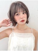 イメチェン ピンクベージュ 前髪 大人ショート 似合わせカット
