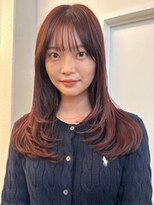 リサヘアーデザイン(RISA HAIR DESIGN) オレンジブラウン レイヤーカット 小顔カット 顔周りカット