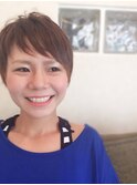 20代30代40代大人可愛い斜め前髪ナチュラショートブラウン系