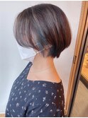 【morio原宿】大人ショートボブ　前髪なしインナーカラーブルー