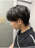 メンズパーマモテる波巻きパーマ韓国ヘアマッシュツーブロック
