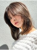 レイヤーカットワンカール姫カットシアーカラーセミディ