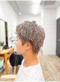 【メンズ★大名】スパイキーショート×ブリーチ×ベージュ×眉毛