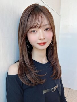 アフロート エル 大阪(AFLOAT L) 後れ毛が可愛い顔周りレイヤーハイレイヤーロング