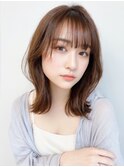 20代30代韓国風ミディアムレイヤー◎うるつや髪×シースルー