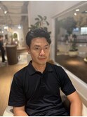刈り上げ七三分けパーマ