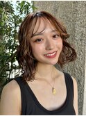 +小顔ミディアムパーマミディアムデジタルパーマボブパーマ黒髪
