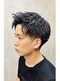 爽やか無造作メンズパーマツイスパツーブロック黒髪