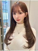 20代30代40代ストレートロングレイヤーカットアッシュブラウン