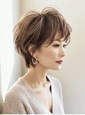 大人ショートレイヤー白髪ぼかし脱白髪染め40代50代60代原宿