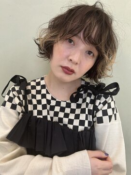 ジェムバイアルテフィーチェ(gem by artefice) マッシュパーマ/ショートボブ×デザインカラー#くすみベージュ