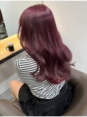 2889カシスレッド寒色系カラーパールグレー波巻きスローカラー
