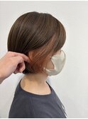 インナーカラー/インナーオレンジ/ショートイヤリングカラー