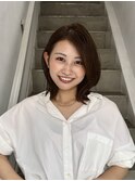 レイヤー/セミロングボブ髪質改善縮毛矯正白髪ぼかしショート
