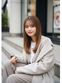セミロング20代30代ストレートレイヤー前髪なし前髪あり越谷
