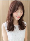ピンクミルクティーベージュ小顔フェミニンロングX上尾30代40代