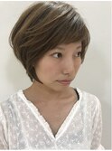 毛先パーマ  アッシュブラウン 小顔ヘア デザインカラー