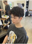 スパイキーショート×無造作ピンパーマ/ツイスト／メンズカット