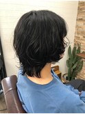 デザインカラー／レイヤーカット/ウエットヘア/オリーブベージュ