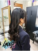 【ヘアセット】サイド編み込み × ゆる巻きロングの清楚アレンジ
