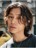 渋谷メンズパーマルーズパーマシャドウパーマセンターパート緩め