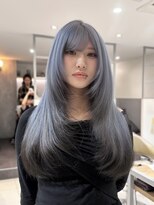 アース 高円寺店(HAIR & MAKE EARTH)&nbsp;アイスブルー×ダークグレー〔@x__xrn03 〕
