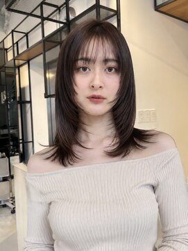 フィルムス 銀座(FILMS) オリーブベージュ/レイヤーカット/顔周りレイヤー/シースルー