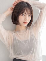 リアン 横須賀中央店(Lien)&nbsp;切りっぱなしボブ ダークブラウン シースルーバング 髪質改善