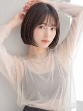 リアン 横須賀中央店(Lien)&nbsp;切りっぱなしボブ ダークブラウン シースルーバング 髪質改善
