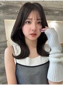 シースルーバングフェイスレイヤーくびれヘア【肥田亜沙美】