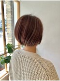 ピンクブラウンショートボブ