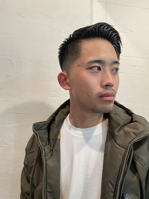 MEN'S HAIRマッシュウルフアッシュブラックカルマパーマ