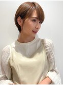 横顔美髪マッシュ切りっぱなしボブエアリーロングピンクブラウン