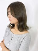 秋色オリーブカラー透明感カラーボブルフ_ba523831