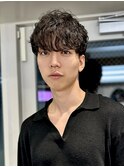 スペインカールブルーブラックニュアンスパーマメンズ