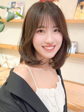 ルエ(rue) ★結べるボブ斜めバングイメチェンチェリーブラウン20代30代40代