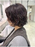 大人丸みショートボブパーマ/ニュアンスパーマ川崎20代30代40代