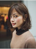 大人レイヤーボブ/ショコラブラウン/ベージュ/前髪あり