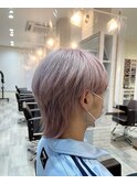 メンズマッシュウルフ×White pink