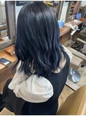 ネイビーアッシュブリーチ渋谷ブルージュ韓国ブルーブラックLuna