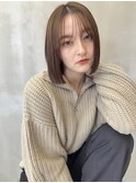 ダークアッシュ/ミディアムレイヤーカット［髪質改善/縮毛矯正］