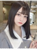 縮毛矯正/髪質改善トリートメント/ミディアムヘア/グレージュ