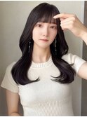 韓国風くびれヘア 顔周りカット ぱっつん前髪 艶髪 10代20代