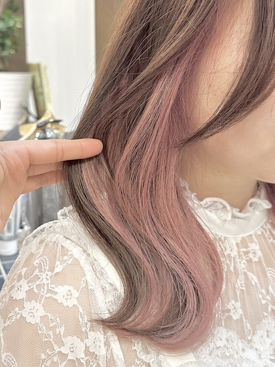 新品 人毛 夏に嬉しい インナーカラー ブラウン スーパーロング M