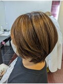 脱白髪染め ハイライト ショートヘア◎30代40代50代