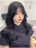 韓国スタイル/暗髪/ブリーチなしでも透明感