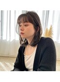20代30代大人可愛い斜めバング/ストレートボブ/シルキーベージュ