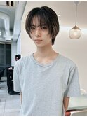 =メンズボブ/フェザーパーマ／MEN’S HAIR/ブルーブラック