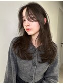 かきあげ前髪ロングレイヤー